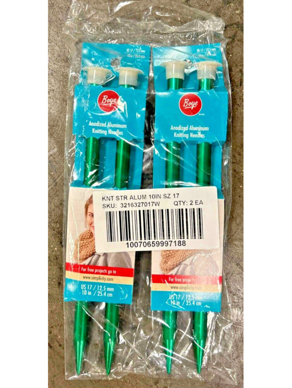 4 Pack Boye Knitting Needles Sz 17 Single Point Aluminum - 10"-NIP - Great DEAL!